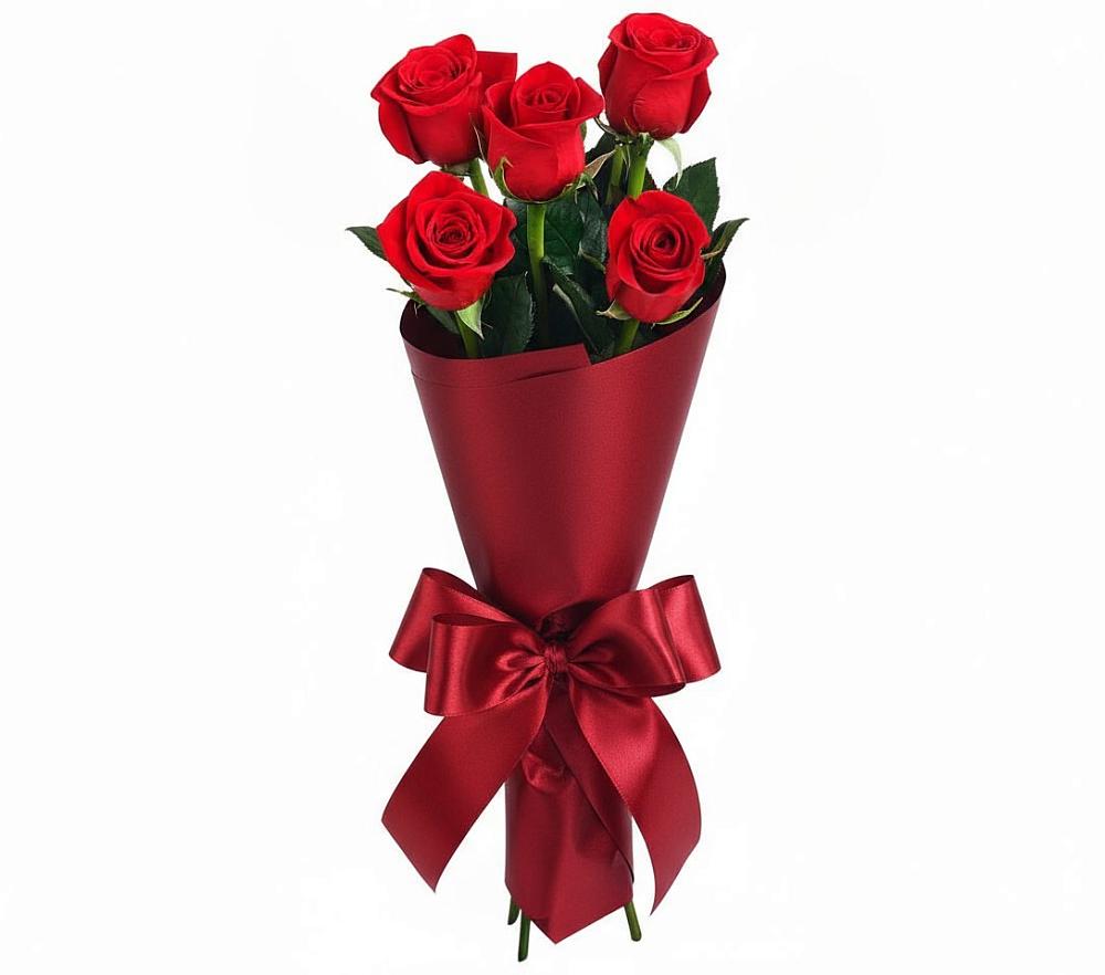 Букет 5 Красных роз Эдлесс Лав в Рышково