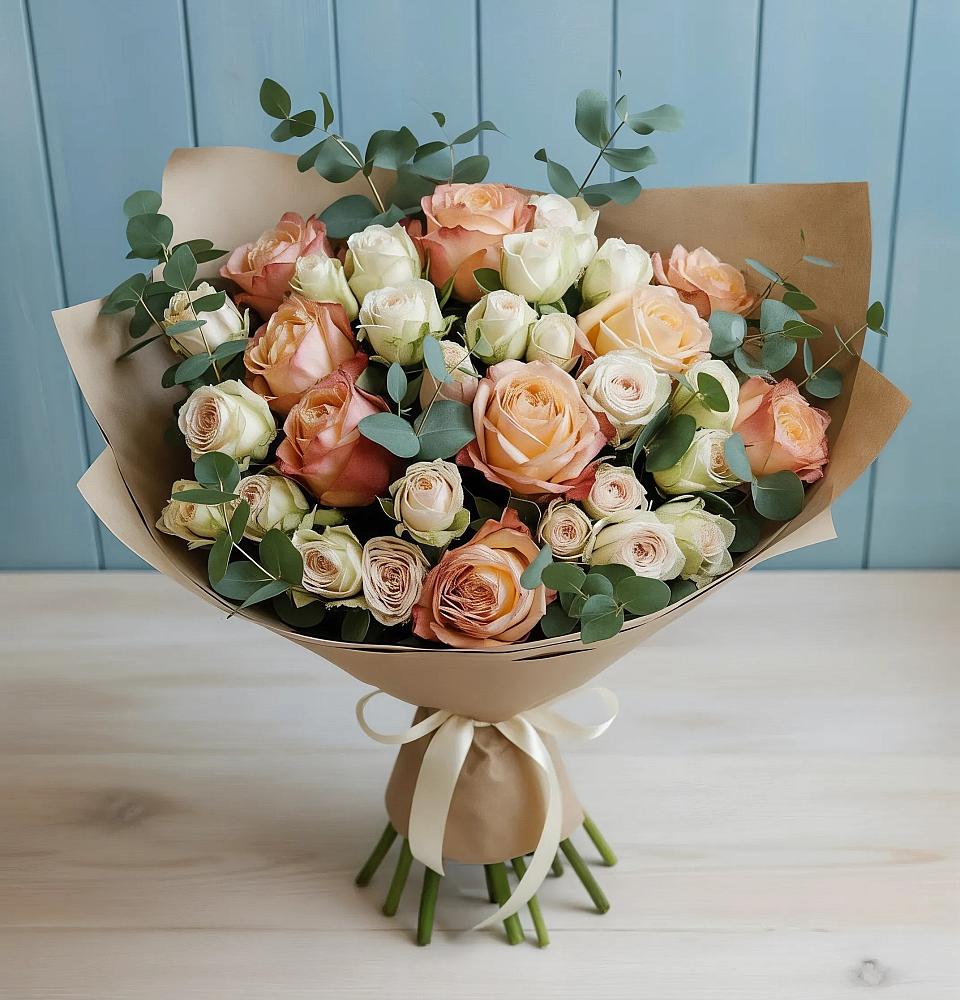 Букет цветов из: Альстромерии и Розы в Рышково