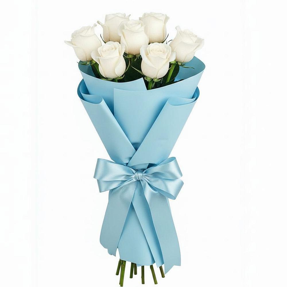 Букет 7 белых роз Проуд в Рышково