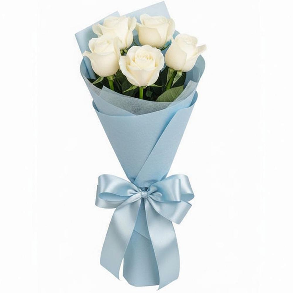 Букет 5 Белых роз Проуд в Рышково