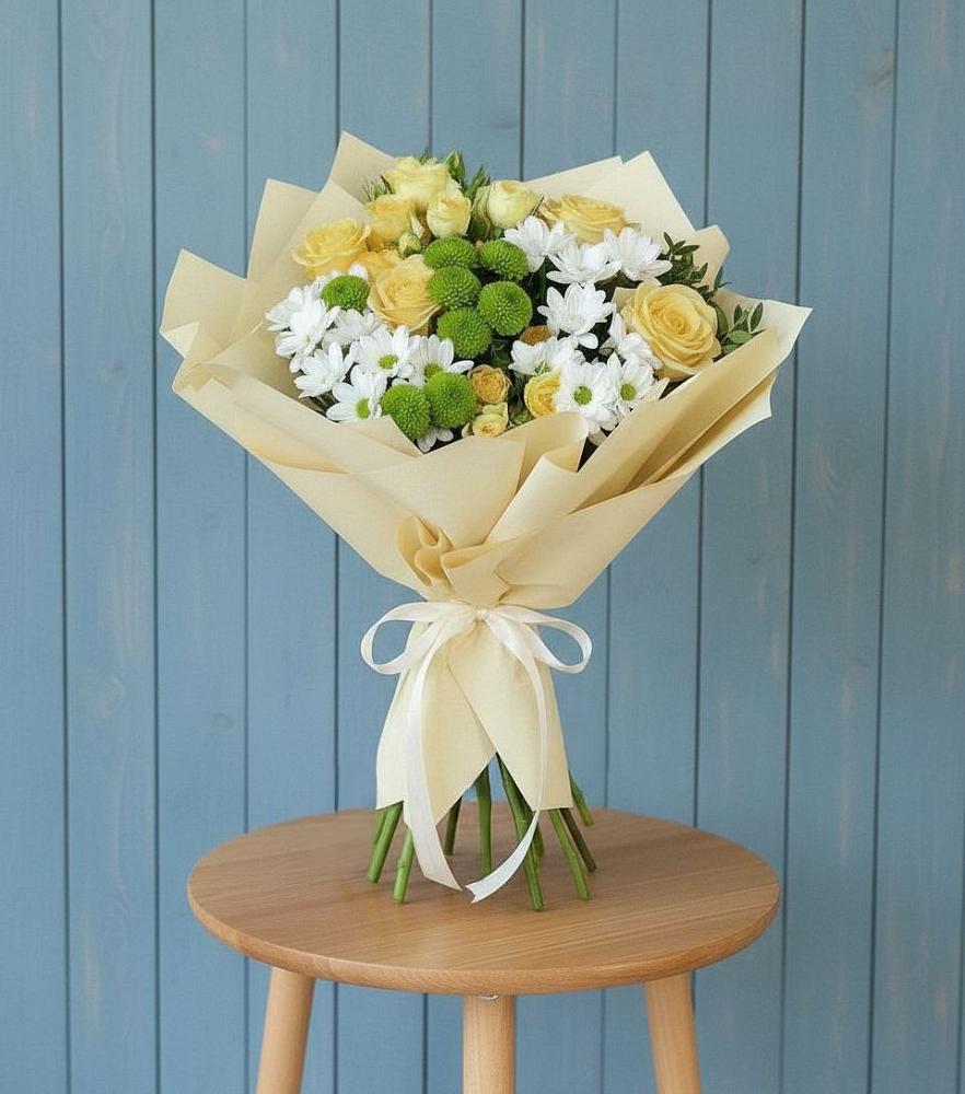 Букет цветов из: Хризантемы и Розы в Рышково