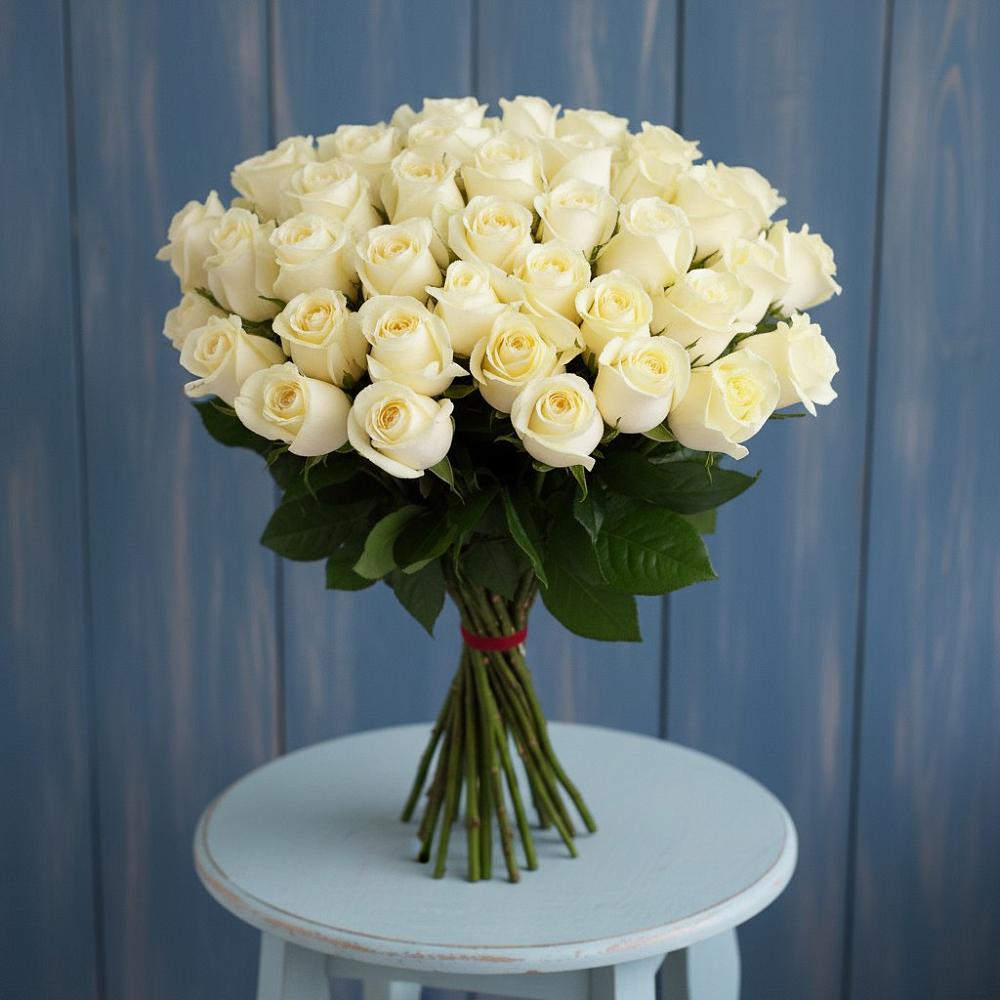 Букет 51 Белая роза Эдлесс Лав в Рышково
