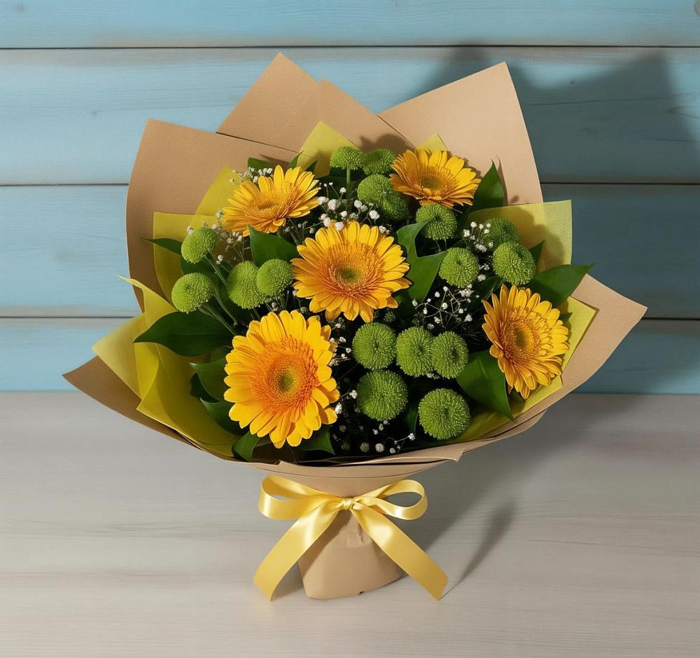 Букет цветов из: Герберы и Хризантемы в Рышково