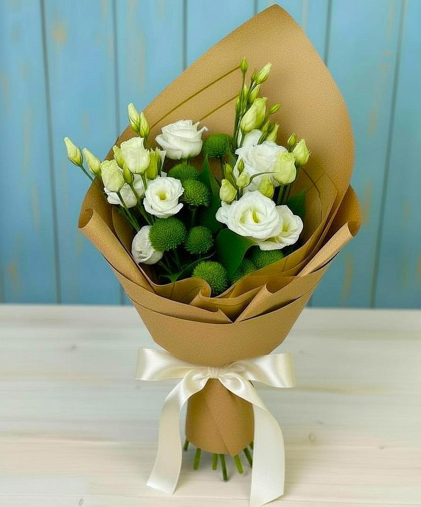 Букет цветов из: Хризантемы и Лизиантусы в Рышково