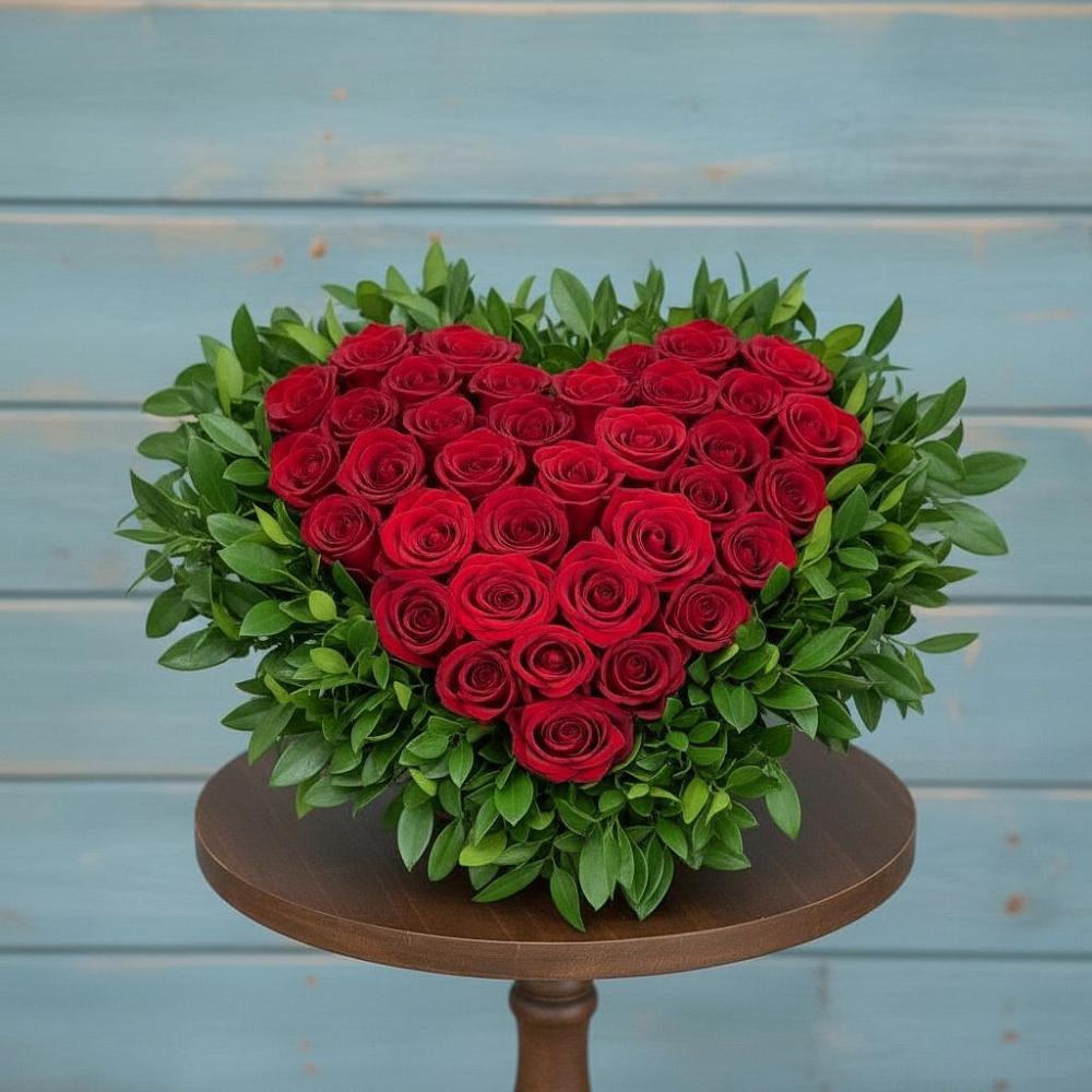 Цветочная композиция из Розы в виде сердца в Рышково