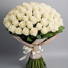 Букет 101 беля роза Белоснежка в Рышково