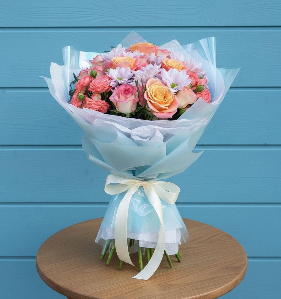 Букет цветов из: Хризантемы и Розы в Рышково