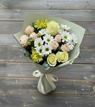 Букет цветов из:  Альстромерии, Розы и Хризантемы в Рышково