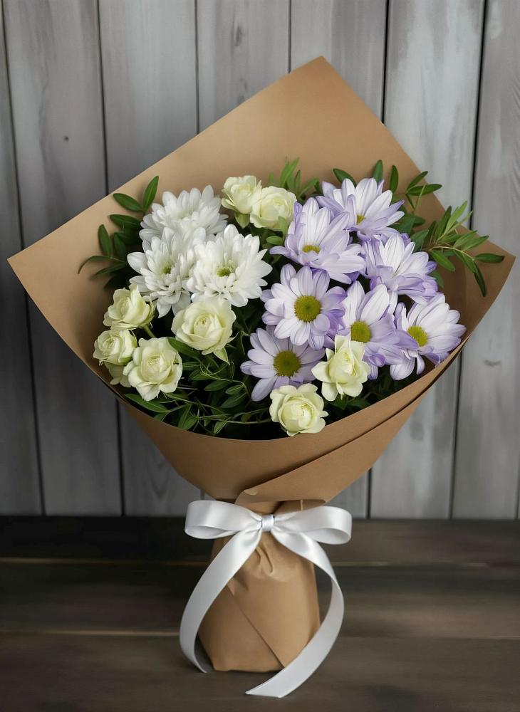Букет цветов из: Хризантемы и Розы в Рышково